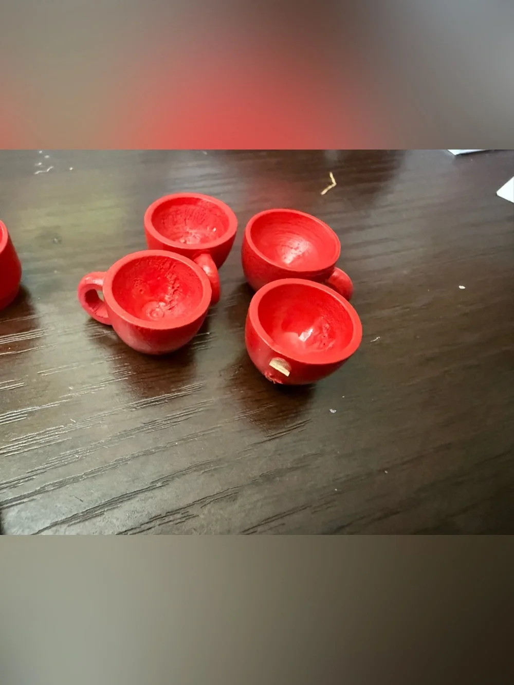 Vintage wooden Dollhouse miniature kitchen Lot: Cups, lip canisters, bowl